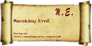 Macskásy Ernő névjegykártya