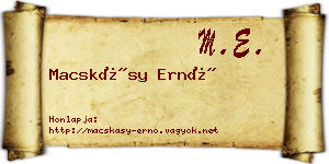 Macskásy Ernő névjegykártya