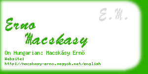 erno macskasy business card